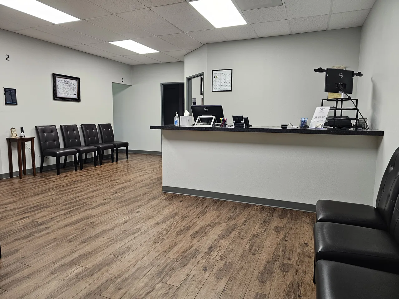 Reception desk at New Leaf Chiropractic in Hurst, TX